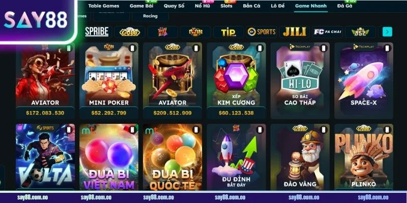Kho tàng game SAY88 khổng lồ với hàng ngàn game hot.
