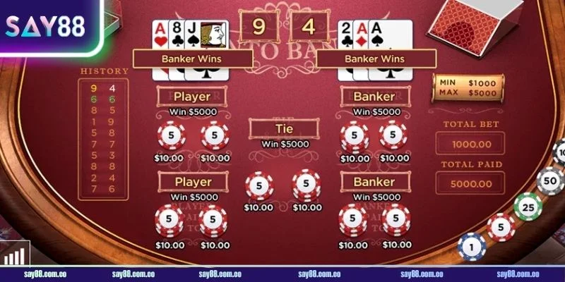 Luật chơi Baccarat tại SAY88 rất dễ hiểu, dễ nhập cuộc.